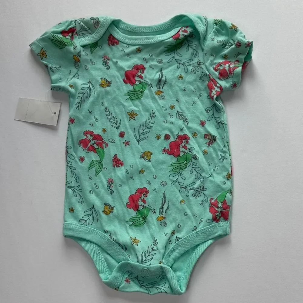 Disney Baby Ariel Sea Green Bodysuit Size 6-9 Months